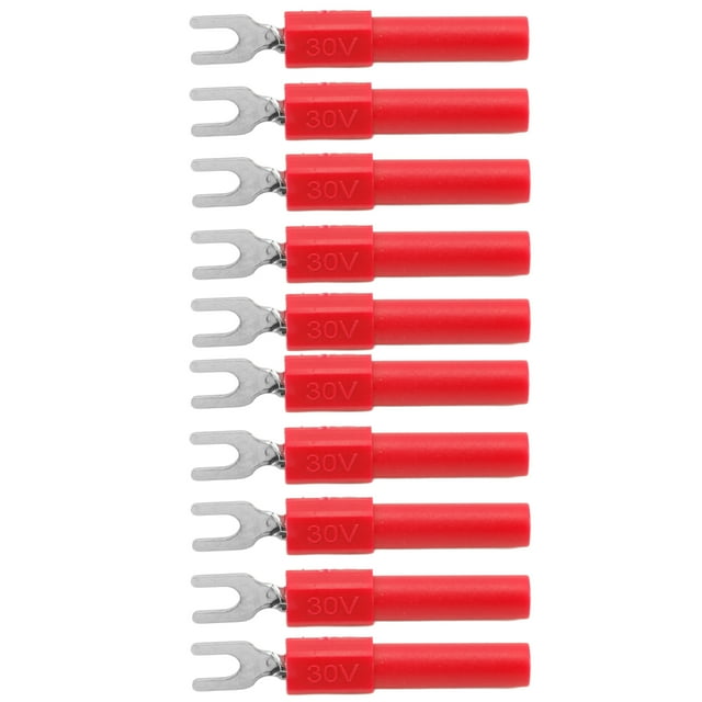 Spade Plugs, 10pcs Insulated 4mm Anti Aging Fork Wire Connector For Multimeter Red