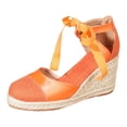 thumbnail image 6 of Pandaie Closed Toe Sandals for Women 3.35 Inch Wedge Platform Espadrilles Heels Lace up Summer Beach Dressy Walking Shoes Size 6-10, 6 of 8
