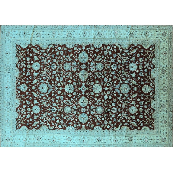 Ahgly Company Indoor Rectangle Oriental Light Blue Traditional Area Rugs, 2' x 3'