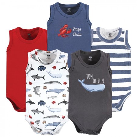 

Hudson Baby Infant Boy Cotton Sleeveless Bodysuits Boy Sea Creatures 9-12 Months