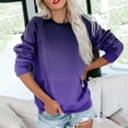 thumbnail image 2 of Htigea Women's Sweatshirt Casual Crewneck Long Sleeve Loose Pullover Trendy Gradient Color Athletic Tops with Pockets Purple 2XL, 2 of 6