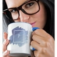 thumbnail image 2 of 3drose, Image of P Watercolor Monogram, 15oz Two-tone Blue Mug, 2 of 6
