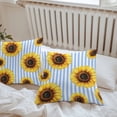 thumbnail image 4 of Pastoral Sunflower Outdoor Pillow Covers Set of 2 White Blue Striped Pastoral Flower Waterproof Throw Pillow Case Decorative Square Cushion Cover for Patio Couch Garden Balcony, 24"x24", 4 of 9