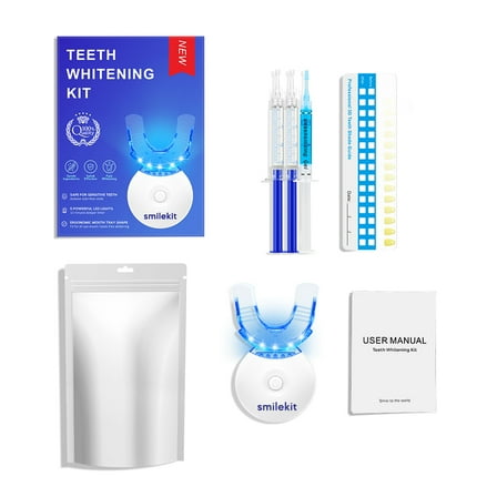 Teeth Whitening Kit with LED Light & Whitening Gel, Built-in Timer with Beeper, 10-Minute Fast Results for Coffee/Tea/Wine Stain Removal