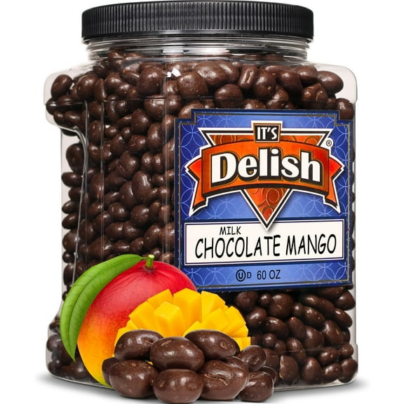 Milk Chocolate Covered Dried Mango by It's Delish, 3.75 LBS Jumbo Container  Gourmet Chocolate Covered Mango Bits Fruit Snacks Bulk Chocolate Candy Treats  Dairy, Kosher
