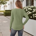 thumbnail image 6 of Horkkom V Neck T Shirts for Women Casual Solid Color Long Sleeve Shirts Plaid Versatile Pullover Shirts, S-3XL, 6 of 8