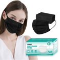 thumbnail image 1 of Mascarillas desechables LEMENT de 3 capas negras, 100 piezas, 1 of 7