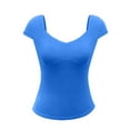thumbnail image 3 of Blue Womens Tops Women's V Neck Short Sleeve T Shirts Double Lined Tee Seamed Cup Going Out Tops Shirts for Women, 3 of 6