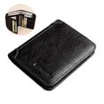 thumbnail image 1 of Men's Blocking Full Grain Leather ID Window Multi-Currency Wallet Bifold A3T8, 1 of 8
