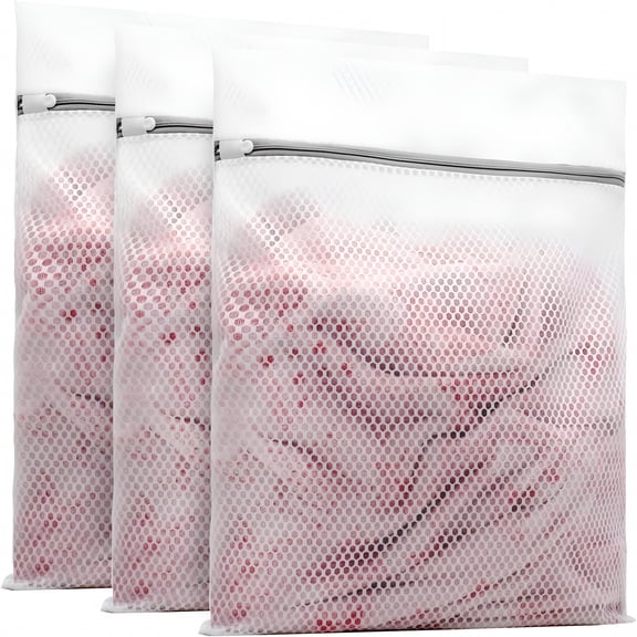 MISSMILE 3Pcs Durable Honeycomb Mesh Laundry Bags for Delicates Mesh Laundry Bags for Delicates 12 X 16 Inches (3 Medium)