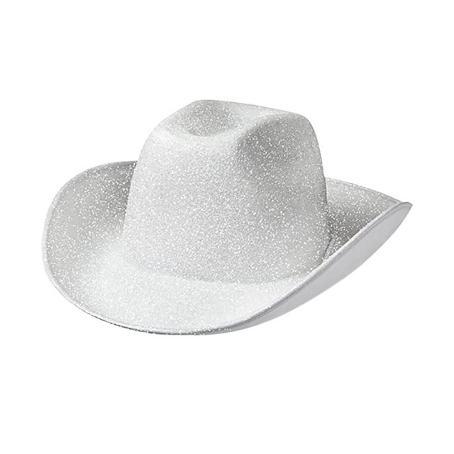 Sombrero de vaquero con corona ventilada y destellos para el sol, gorra brillante para mujer y hombre, gorra de ala ancha Blanco