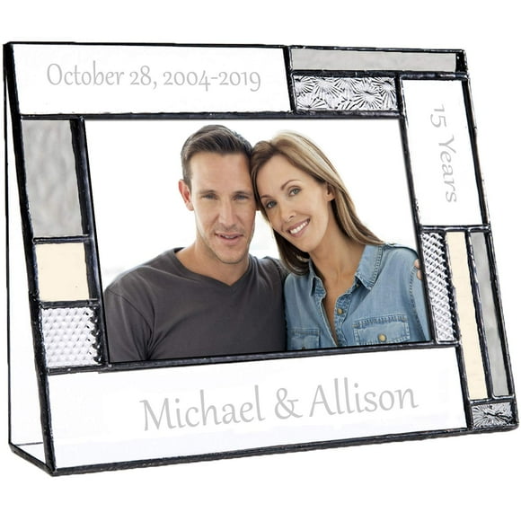 Cadre Photo Anniversaire Personnalisé pour Couple Verre Gravé 4x6 Souvenir Photo Pic 392-46H EP625 (4x6 horizontal)