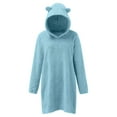thumbnail image 4 of Telankuip Cute Sweatshirts Dress for Women Fuzzy Pullover Hoodies Casual Solid Color Comfortable Soft Warm Winter Pajamas Sleepwear Dresses Blue XL, 4 of 5