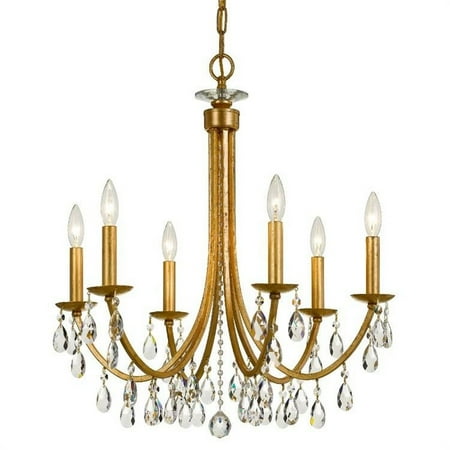 

Keith Edge 6 Light Chandelier in Classic Style 26 inches Wide By 26 inches High-Swarovski Spectra Crystal Type-Antique Gold Finish Bailey Street Home