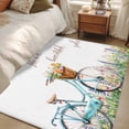 thumbnail image 4 of 3'x5' Rug for Living Room Bedroom, Spring Washable Area Rugs Non-Slip Carpet Mats, Farmhouse Bicycle Botanical Floral Flowers Indoor Low Pile Area Rug Runner for Kitchen, Mudroom, 4 of 8