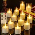 thumbnail image 1 of 12Pack Flickering Flameless Candles with Remote, LED Candles Battery Powered, Small Flameless Pillar Candles, Votive Candles Battery Operated for Wedding Party Centerpieces Table [Clear, 2"X3"], 1 of 8