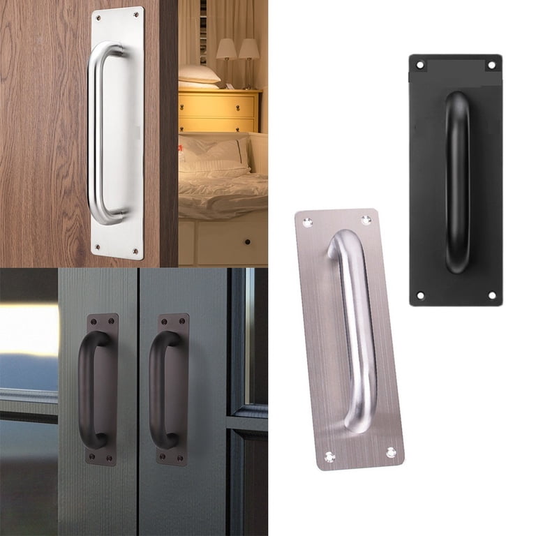 WINSOON Sliding Barn Door Handles - Brushed Nickel Stainless Steel Flush Mount Pulls, 2-Pack