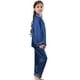 thumbnail image 3 of Conjunto de pijama Schbbbta para mujer, satén de seda, azul marino, talla S, 2 piezas, 3 of 7