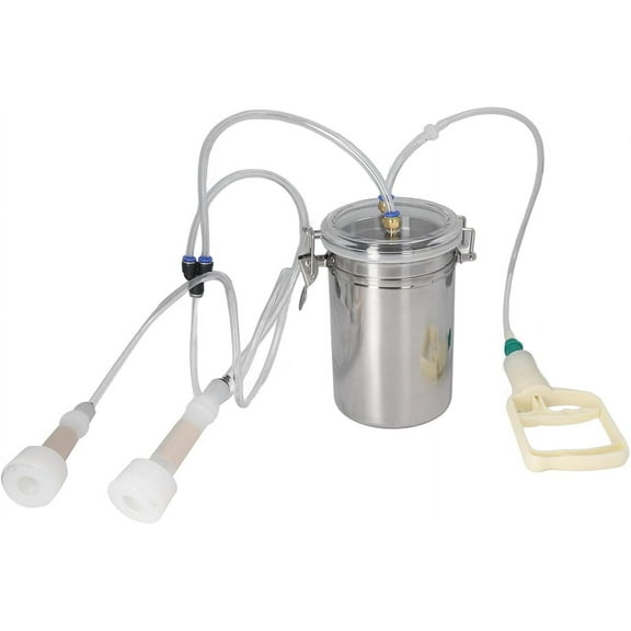 2L Goat Milking Machine, Large Capacity Manual Milking Machine Effort Saving Goat Milker Adjustable Pulsating Pump Stainless Steel Bottle Portable Milking Kit for Sheep, Cow, Goat