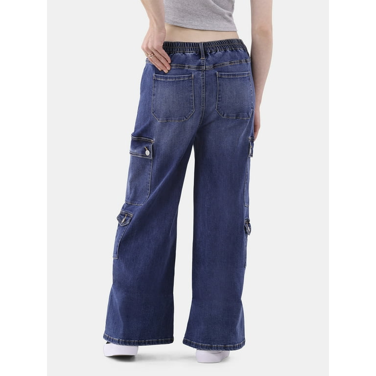 No Boundaries Baggy Cargo Jeans, 32” Inseam, Women’s No Boundaries Baggy Cargo Jeans, 32” Inseam, Women’s