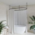thumbnail image 3 of Naiture Stainless Steel Oval Shower Curtain Rod with Ceiling Support for Clawfoot Tub in 72" L X 36" W, Black Finish, 3 of 7