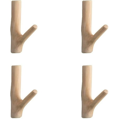 Wooden Coat Hook 4 Pieces Wooden Coat Rack Hook Natural Wood Hook ...