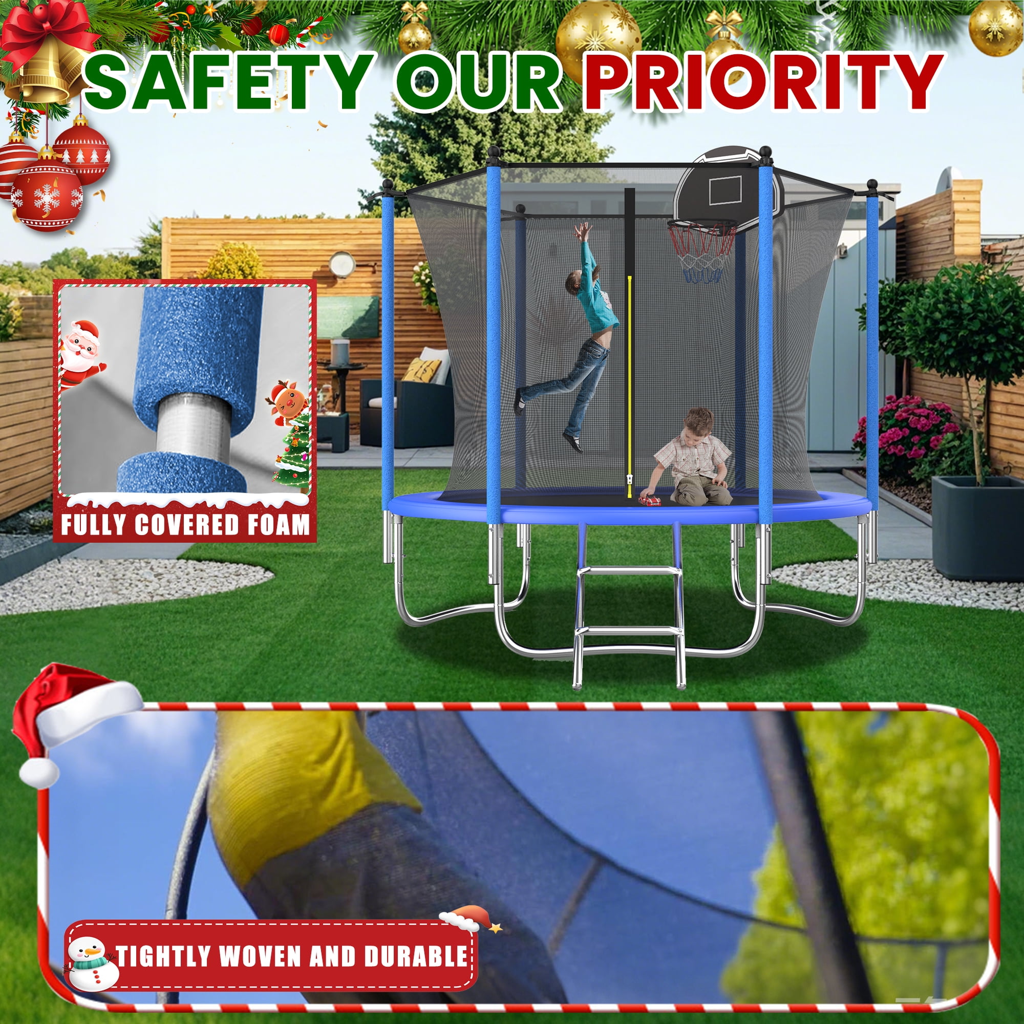 Shengchao Trade 1200LBS 12ft Heavy Duty Outdoor Trampoline for 3-5 Kids and Adults,Backyard Trampoline with Enclosure Net and Ladder, Jumping Trampoline Capacity for Boys and Girls Birthday Gift