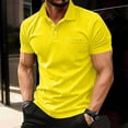 thumbnail image 2 of Men's Polo Shirts Short Sleeve with Pocket Cotton Pique T-Shirts 3 Buttons Casual Polo Moisture Wicking Golf Shirts Yellow 3XL, 2 of 5