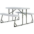 thumbnail image 2 of Aryka Kid's Folding Picnic Table with Benches - Waterproof - Stain & Impact Resistant - Folds  for Storage - White Plastic Tops - Gray Frame, 2 of 6