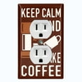 thumbnail image 1 of Metal Light Switch Wall Plate Outlet Cover (Keep Calm And Make Coffee Brown - Single Duplex), 1 of 2