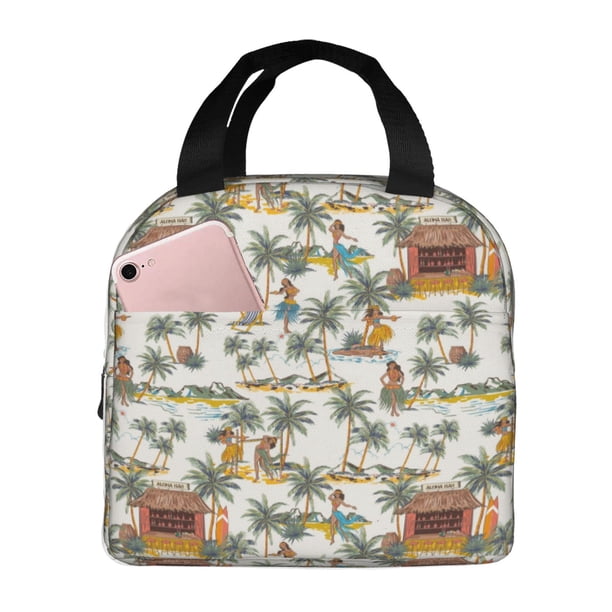 Easygdp Hawaiian Style Bolsa Térmica Premium - Tela Oxford Impermeable, Gran Capacidad, Bolsillo Frontal, Unisex para Trabajo, Escuela, Actividades al Aire Libre y Picnics