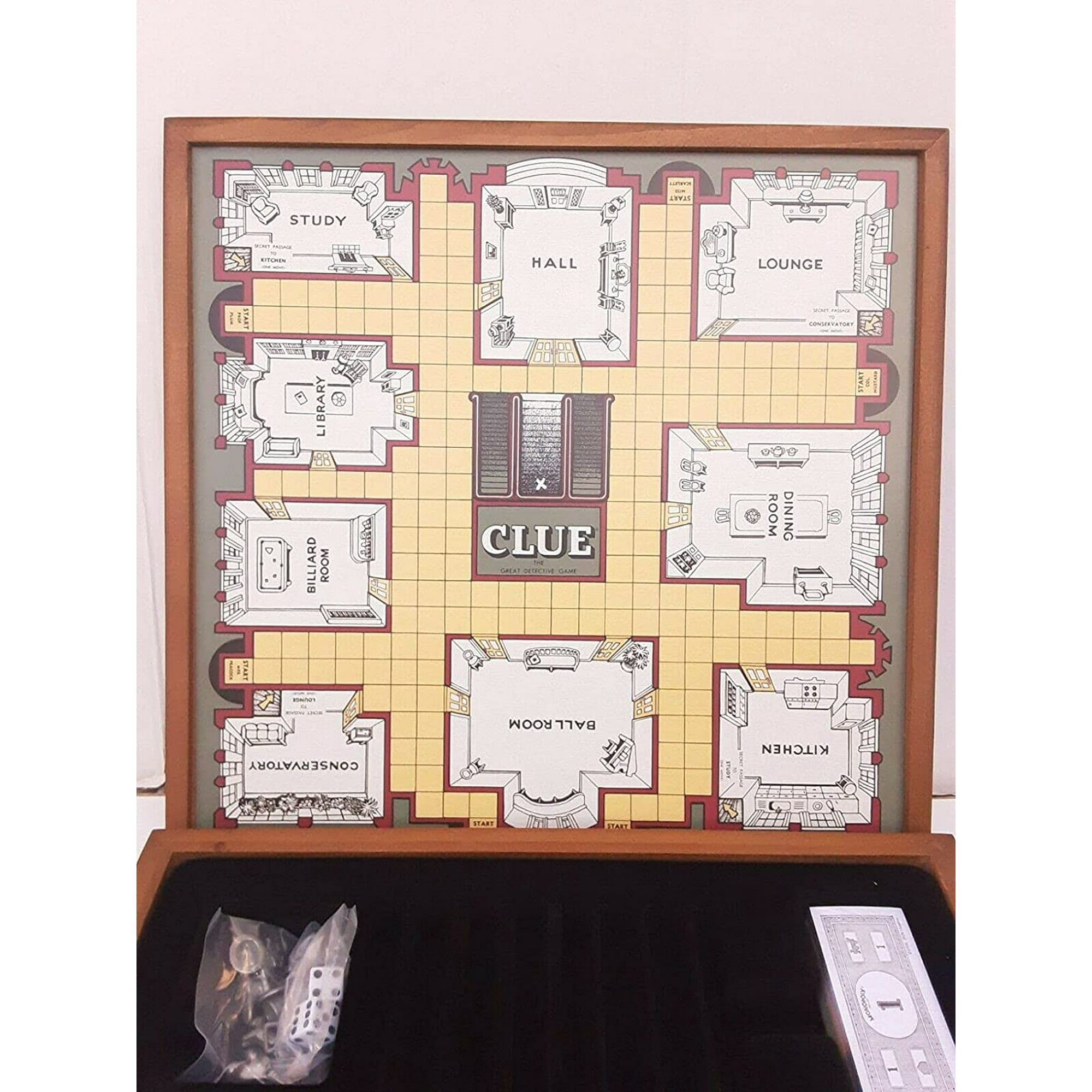 Monopoly shops and Clue 2-in-1 Deluxe Vintage Wood Game Set