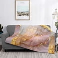 thumbnail image 5 of Horizontal Flannel Blanket Is Light Warm Soft Anti-Pilling Anti-Wrinkle Anti-Allergy And No Hair Loss For Bed And Sofa Camping Travel Lightpink White Gold Marble, 5 of 8