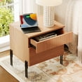 thumbnail image 5 of 2 Pcs Bedroom Set, 6 Drawer Dresser And Nightstand Set with Minimalist Reeded Design, Oak Double Dresser With Hidden Handles, 5 of 9