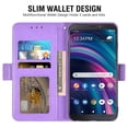 thumbnail image 6 of Asuwish Compatible with Tracfone BLU View 3 B140DL Wallet Phone Case and Tempered Glass Screen Protector Flip Credit Card Holder Stand Mandala Flower Cell Cover for BLUE View3 140DL Women Men Purple, 6 of 9