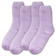 thumbnail image 2 of BambooMN Women's Fuzzy Soft Pastel Colorful Fluffy Socks - Lavender Purple - 4 Pairs, 2 of 9