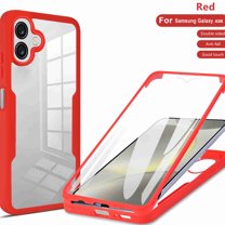 Dteck Clear Case for Samsung Galaxy A06 (2024), With Soft PET Screen Protector Full Body Protection Hard PC Back Shell Soft TPU Bumper Shockproof Rugged Cover, Red
