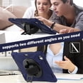 thumbnail image 4 of Funda para iPad Pro 11 2025 / 2024, Silicona Anti-caída + Capa Protectora de PC con Asa, Correa para el Hombro, Funda Protectora Resistente a Golpes y Tres Pruebas para Tablet, Azul Marino, 4 of 6