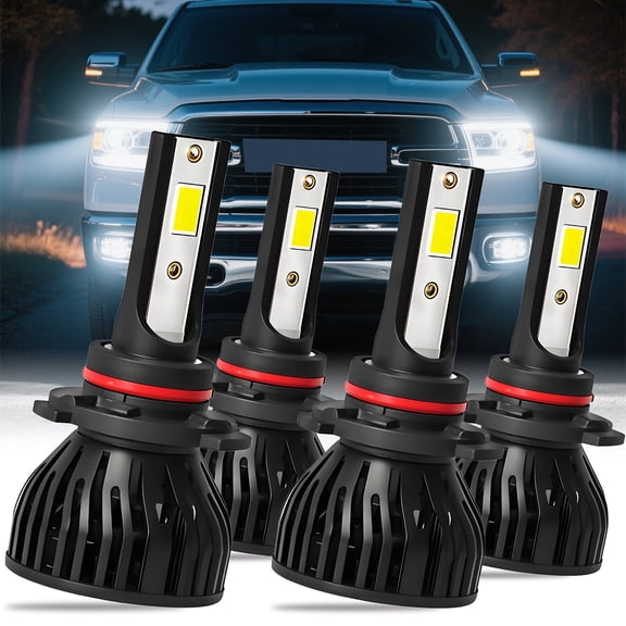 LED Headlight Bulbs Compatible With DODGE RAM 1500 2500 3500 With Projector 2016-2018,9005/HB3 High Beam   9005/HB3 Low Beam,pack of 4