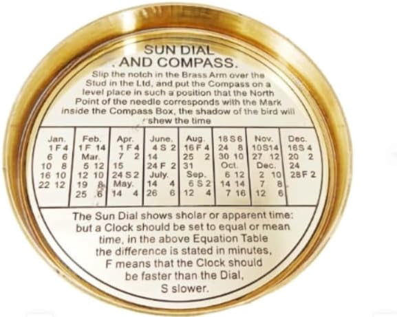 Maritime treasures Vintage Brass Pocket Compass with Sundial – Antique Style Magnetic Navigation Compass for Hiking, Camping, Survival, Travel & Nautical Collectors