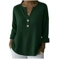 thumbnail image 3 of RongHuan Waffle Tops for Women Button Down V Neck Henley Shirt Fashion Long Sleeve Shirts Dressy Casual Tunics T-Shirt, 3 of 6