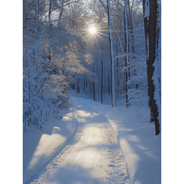 Qisvanset Framed Canvas Wall Art, 12x16 Inch Snowy Forest Winter Nature Rustic Home Decor