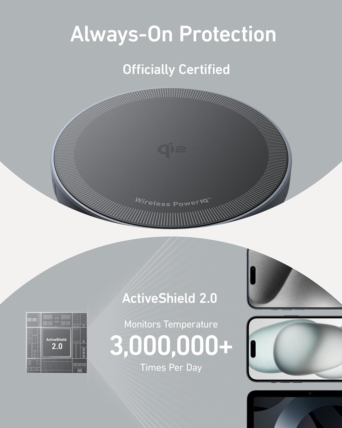 Anker MagGo Magnetic Wireless Charger (Pad), Qi2 Certified 15W Ultra-Fast MagSafe Compatible Wireless Charger(Black)