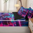 thumbnail image 5 of Manfei Neon Pink Race Car Zipper Twin Comforter Sets with Fitted Sheet and 2 Pillowcases,Speed Games Zipper Bedding Set,Black Reversible,4pcs, 5 of 8