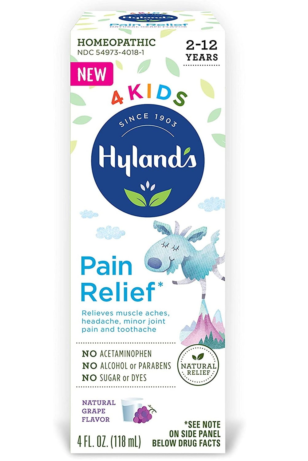 Hyland's Naturals 4 Kids Pain Relief, Grape Flavor, 212 years, 4 oz