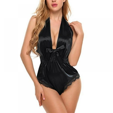 

Forzero Women Lace Lingerie Halter Bodysuit Sleepwear Nightdress Temptation Underwear