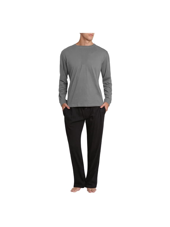 Adult Mens 2 Piece Long Sleeve Knit Pajama Set (Sizes S-XXXL)