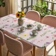 thumbnail image 3 of Pink Spring Floral Table Cloths for 6 Foot Rectangle Tables, Flowers Botanical Elegant Pastoral Patio Waterproof Elastic Fitted Tablecloths, Washable Rectangular Table Cover for Camping, 3 of 8