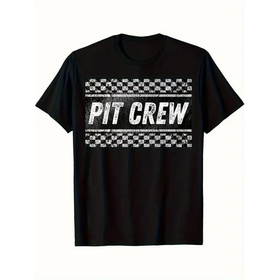 Men'S Racing Pit Crew Graphic T-Shirt - Heavy-Duty Checkered Flag Design - Soft Breathable Cotton Tee - Machine Washable Motorsport Shirt - Sizes S-XXXL - Black Racing Party