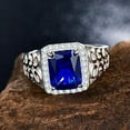 thumbnail image 3 of NUNCAD Men's Created Emerald Rings 925 Sterling Silver Men's Wedding Engagement Rings 8x10mm Sapphire Emerald Cut CZ Bands Ring, 3 of 5